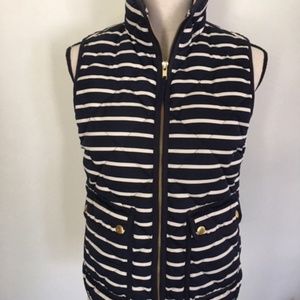 J CREW Women's Navy Striped Quilted Puffer Vest XS